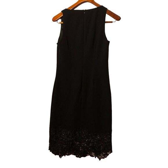 TRINA TURK Black Sleeveless V-Neck Midi Dress Crochet Hem Women's 4 - Picture 9 of 10